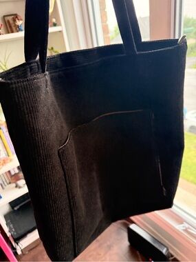 Amazon Black Corduroy Laptop Tote Bag
